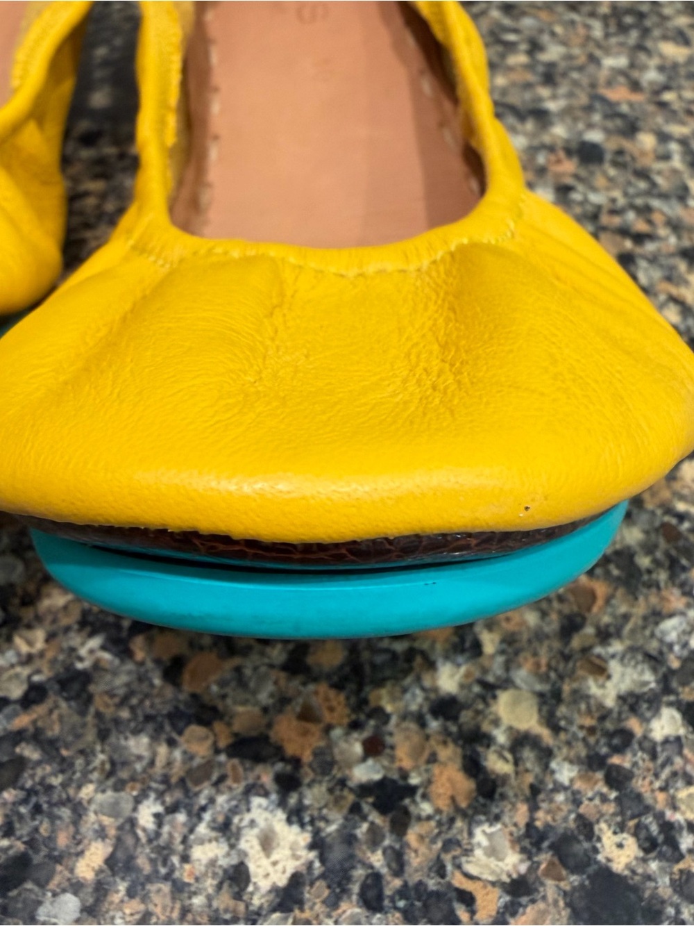 Yellow Tieks  Ballet Flats with Teal Accent size 10 - Picture 2 of 9